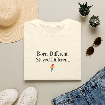 Born Different. Stayed Different. T-Shirt — Pride Lightning Graphic Tee