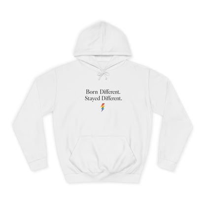 College Hoodie — "Born Different, Sacred Different" Lightning Bolt Graphic