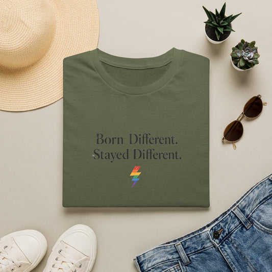 Born Different. Stayed Different. T-Shirt — Pride Lightning Graphic Tee