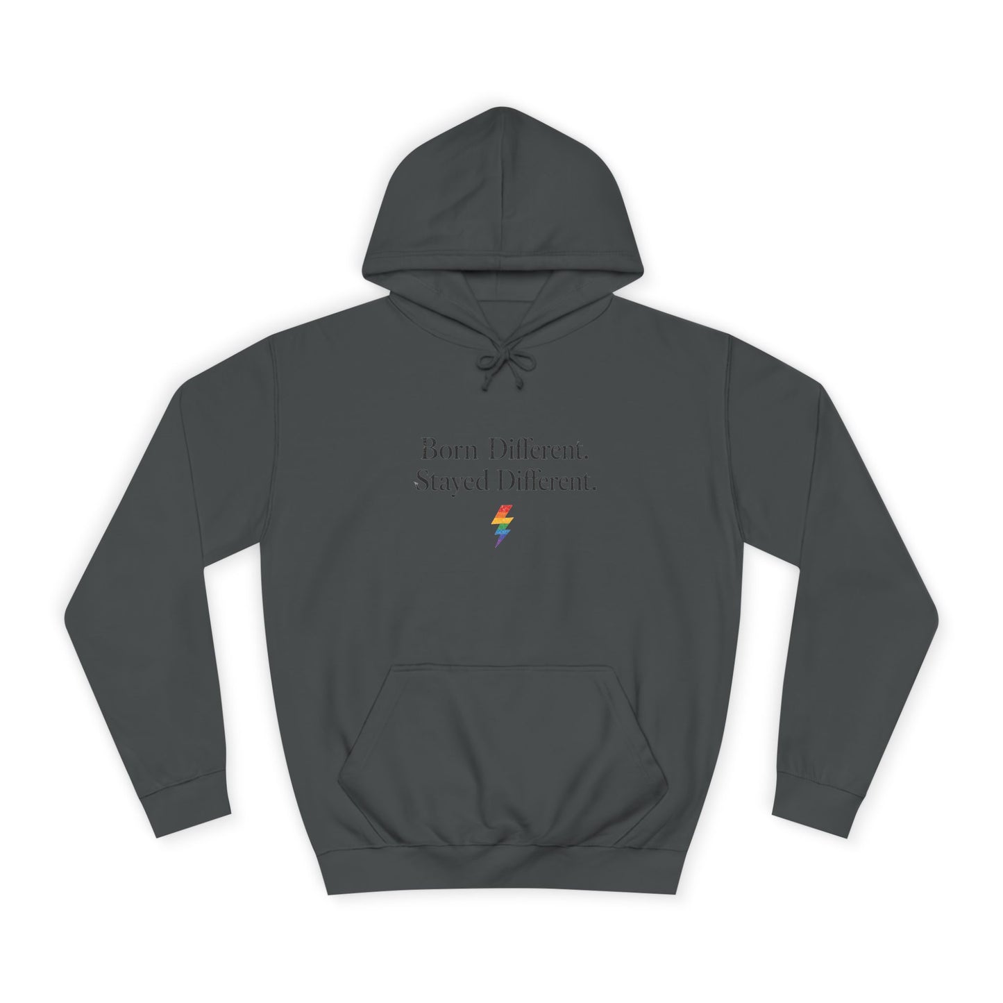 College Hoodie — "Born Different, Sacred Different" Lightning Bolt Graphic