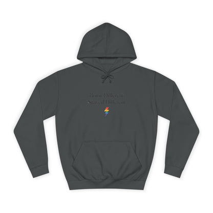 College Hoodie — "Born Different, Sacred Different" Lightning Bolt Graphic