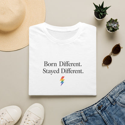 Born Different. Stayed Different. T-Shirt — Pride Lightning Graphic Tee